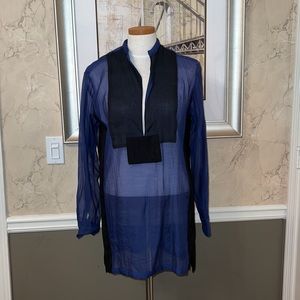 Dries Van Noten Blue and Black Long Sleeves Shirt size 36